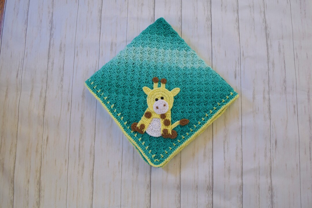 Giraffe Baby Blanket Baby Blanket With Giraffe Applique Ready to Ship Etsy
