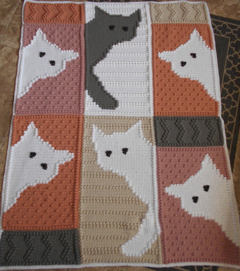 HERE KITTY pattern for crocheted blanket image 3