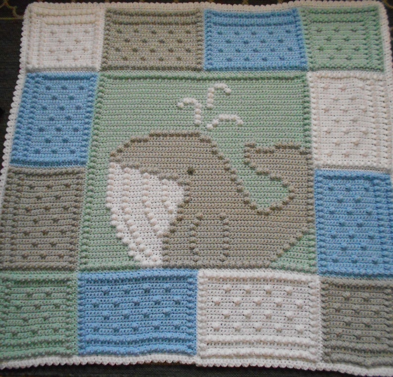 WHALE pattern for crocheted blanket image 3