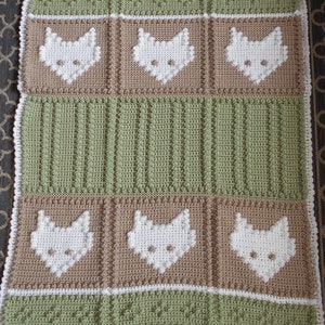 FOXES pattern for crocheted blanket image 1