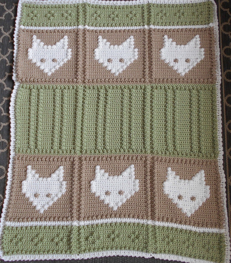 FOXES pattern for crocheted blanket image 1