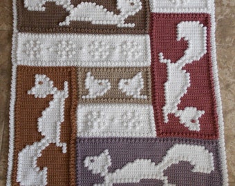 SQUIRREL pattern for crocheted baby blanket