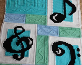 MUSIC pattern for crocheted blanket