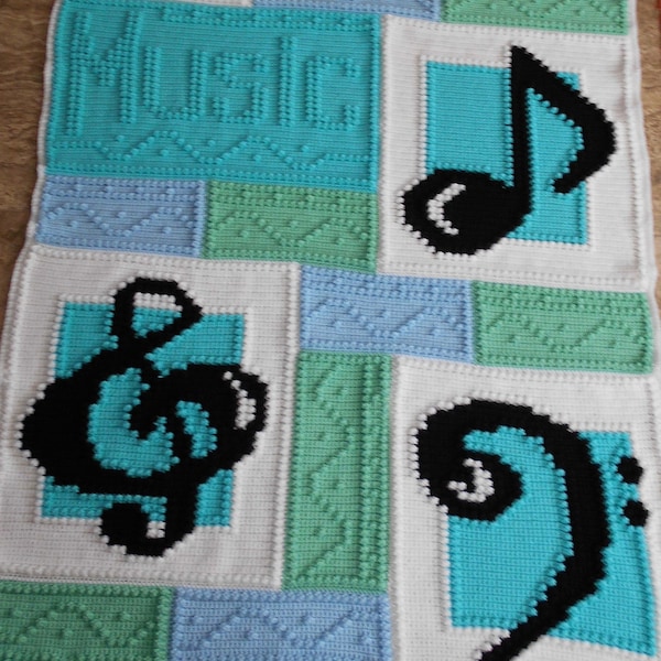 Patron MUSIC pour couverture au crochet