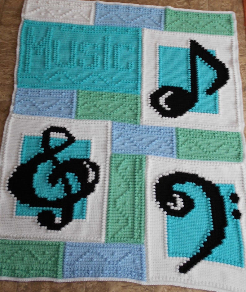 MUSIC pattern for crocheted blanket image 1