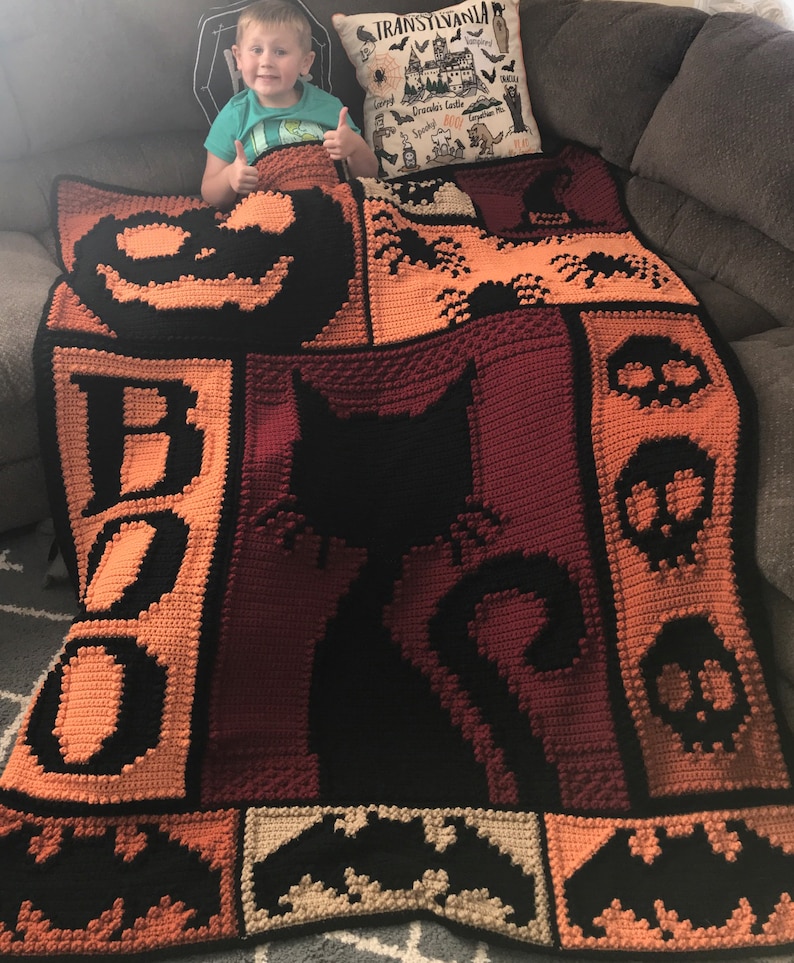 HALLOWEEN Pattern for Crocheted Blanket Etsy