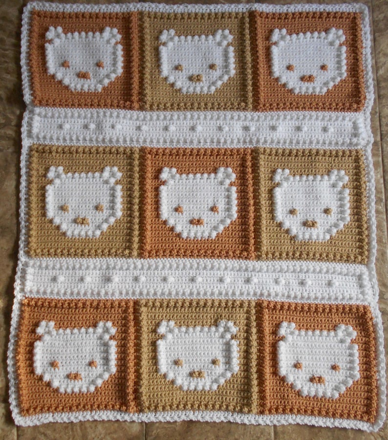 BEARS pattern for crocheted blanket image 1