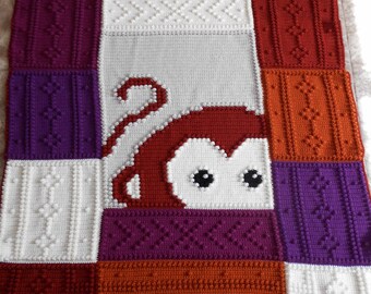Chimp Monkey Pattern Print Hooded Blanket