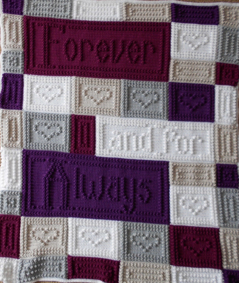 FOREVER pattern for crocheted blanket. image 1