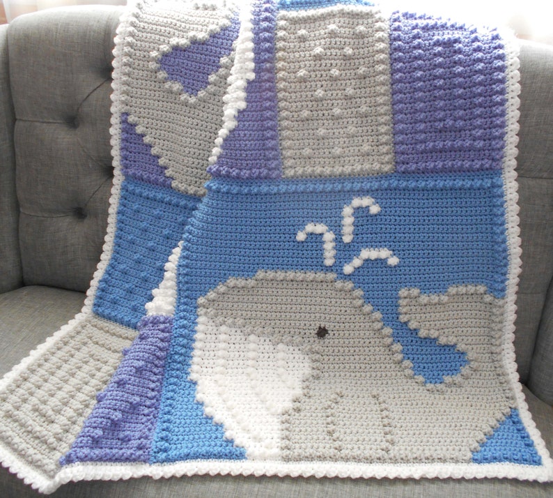 WHALE pattern for crocheted blanket image 2