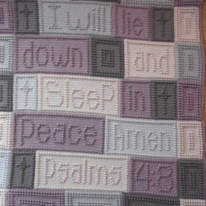 PSALMS 4:8 pattern for crocheted blanket