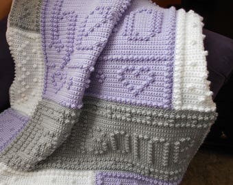 HELLO pattern for crocheted blanket