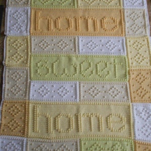 HOME pattern for crocheted blanket