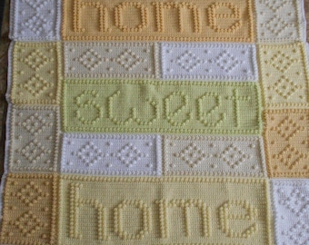 HOME pattern for crocheted blanket