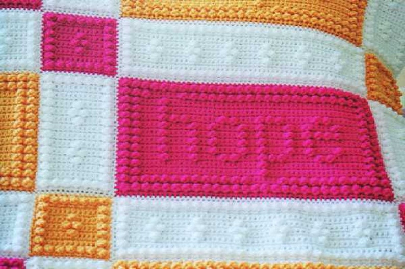 HOPE, FAITH and LOVE pattern for crocheted blanket image 2