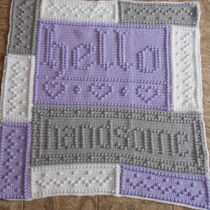HELLO pattern for crocheted blanket