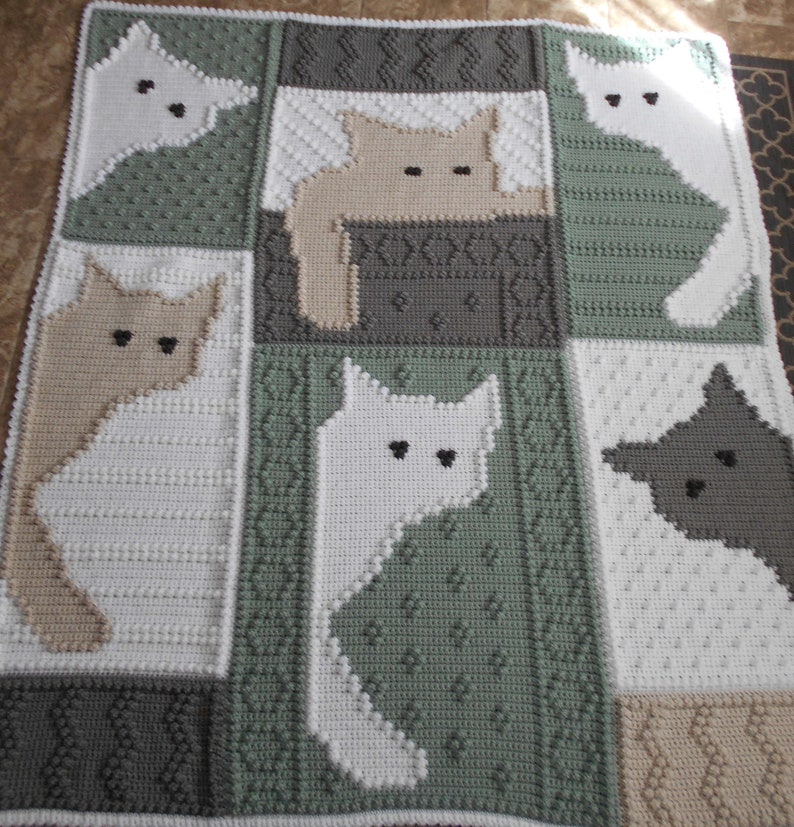 HERE KITTY pattern for crocheted blanket image 1