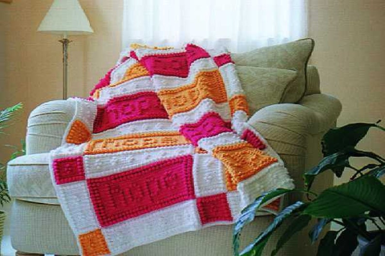 HOPE, FAITH and LOVE pattern for crocheted blanket image 1