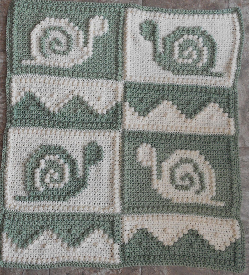 SNAILS pattern for crocheted blanket image 2
