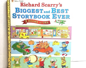 Vintage Richard Scarry's Biggest and Best Storybook Ever   3 Books in ONE  Golden Books