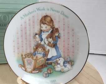 Assiette Avon pour la fête des mères vintage 1988. Version blanche fabriquée au Japon