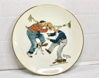 Vintage 1981 Norman Rockwell  Limited in  Edition Collector Plate    Fall-Fancy Footwork