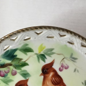 Vintage Signed HandPainted Plate. Cardinals.Norleand image 6