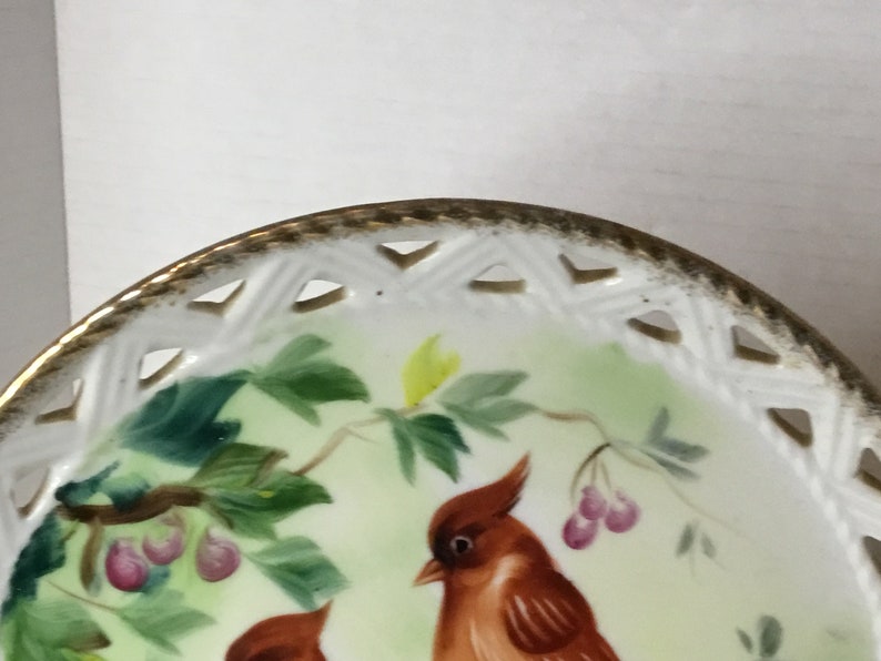 Vintage Signed HandPainted Plate. Cardinals.Norleand image 6