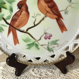Vintage Signed HandPainted Plate. Cardinals.Norleand image 7