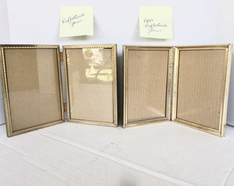 Vintage Bi-Fold Photo/Picture Frames     Hinged Frames   Embossed Gold Frames  5" x 7" Frame