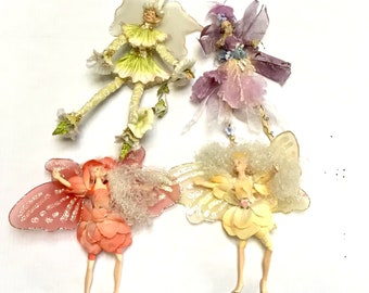 Marc {Mark} Roberts Collectible  Fairy    Fairies    Yellow, Green Lavender , Tangerine