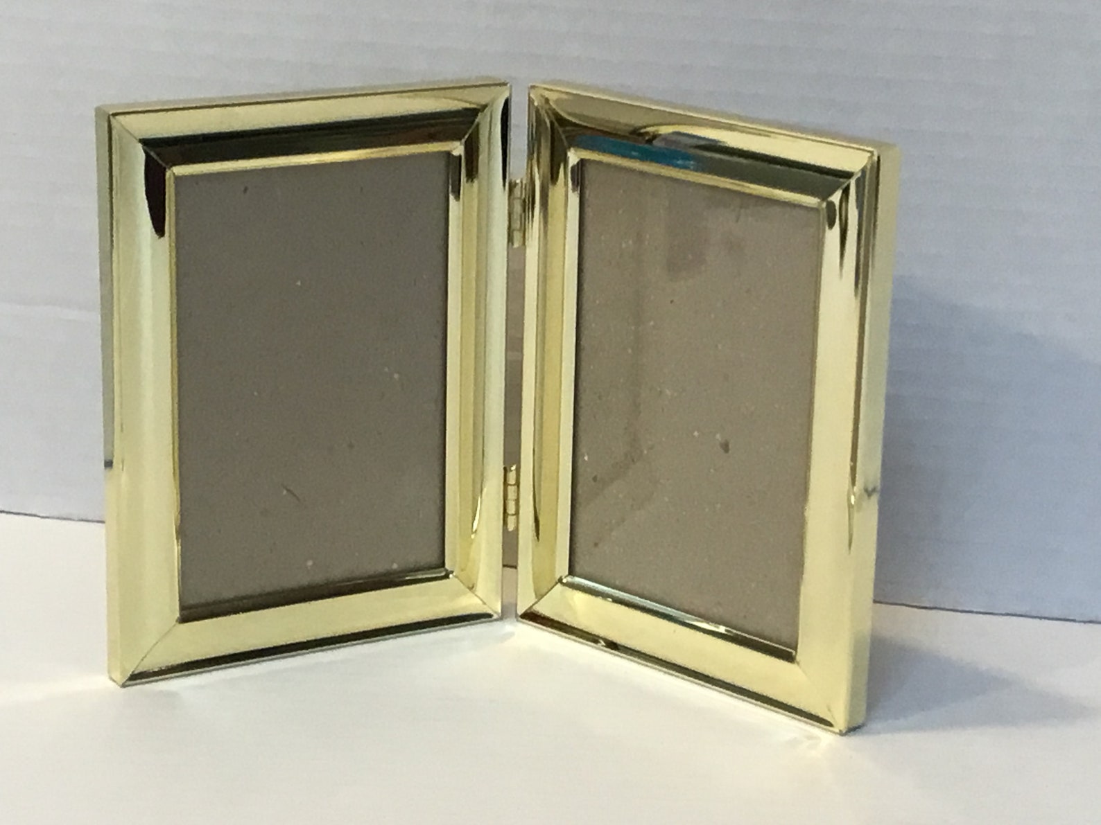 Vintage Gold Photo Frame Rounded Corners Brass and Metal Frame Vertical