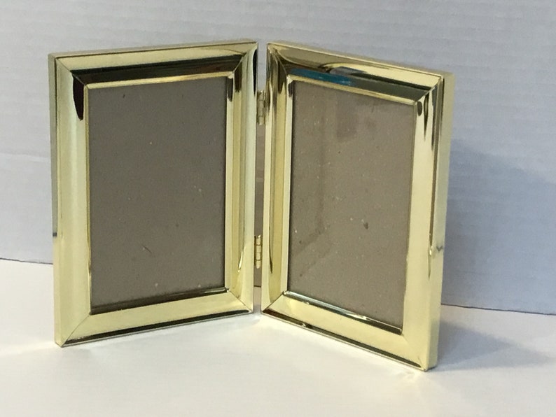 Vintage Gold Photo Frame Rounded Corners Brass and Metal Frame Vertical/Horizontal Bi-Fold Frame imagem 2