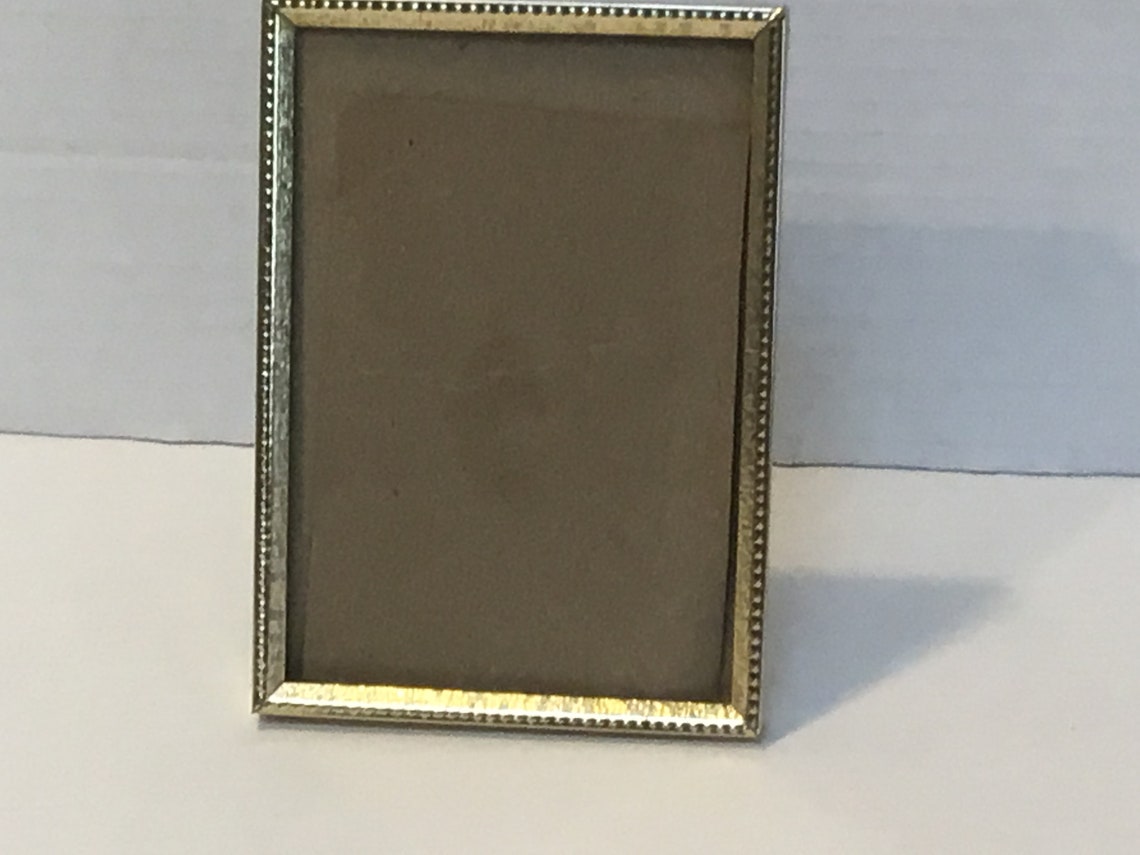 Vintage Gold Photo Frame Rounded Corners Brass and Metal Frame Vertical