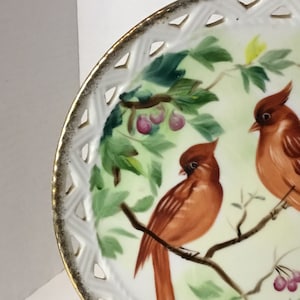 Vintage Signed HandPainted Plate. Cardinals.Norleand image 5