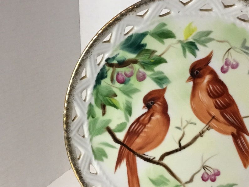 Vintage Signed HandPainted Plate. Cardinals.Norleand image 5