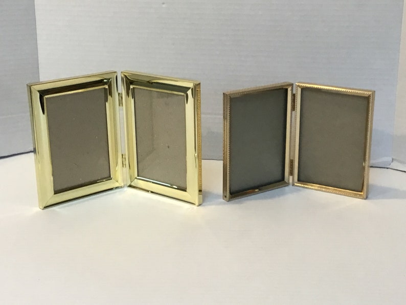 Vintage Gold Photo Frame Rounded Corners Brass and Metal Frame Vertical/Horizontal Bi-Fold Frame image 9