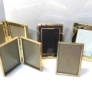 Vintage Gold Photo Frame Rounded Corners Brass and Metal Frame Vertical/Horizontal Bi-Fold Frame image 1