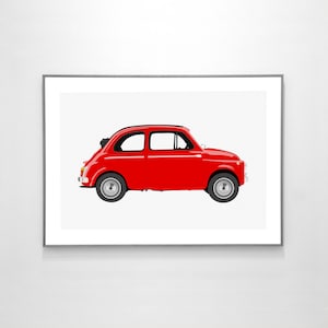 Fiat 500 1957, BIG POSTER, 19x13 pollici, su carta Premium riciclata, Illustrazione originale