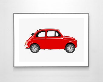 Fiat 500 1957, BIG POSTER, 19x13 inches, on Recycled Premium paper, Original Illustration