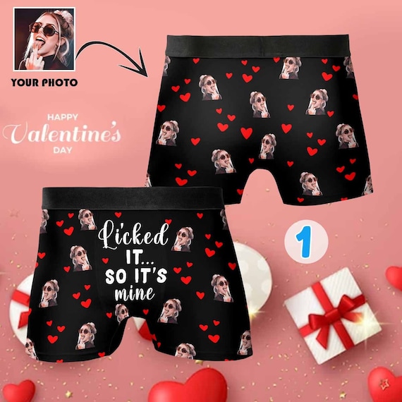 Mens Underwear Text Customed Fun Picture Boxer Briefs Personalized Shorts  Underpants For Husband and Boyfriend Birthday Day Gift S-2XL, Wife's face