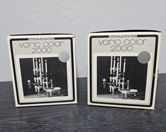2 Nagel candlesticks S22 design Werner Stoff /Fritz Nagel 70s unused original packaging