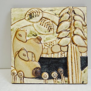 Midcentury Noomi Backhausen Soholm ceramic wall picture 70/80s vintage stoneware wallplate Denmark