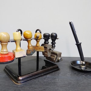 Bauhaus Desk Set by Maul Stamp + Pen Holder 1930s