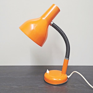 Space Age metal table lamp desk lamp orange 70s