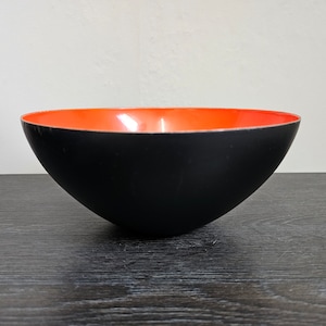 Grand bol en émail Krenit rouge - design Herbert Krenchel Danemark années 50