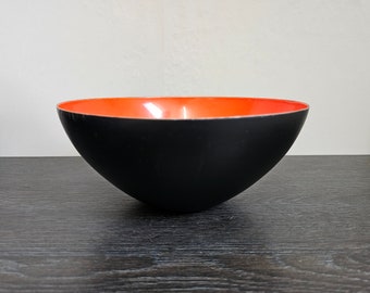 Large Krenit enamel bowl in red - design Herbert Krenchel Denmark 50s