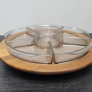 Lazy Susan made of teak by Lüthje Wood Denmark 60s/70s, Midcentury Modern teak rotating plate, Danish Design