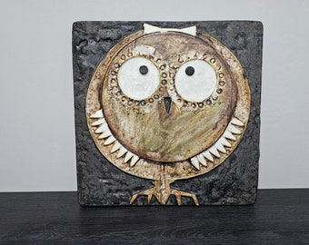 XL Schäffenacker Studio ceramic wall plate owl 45 x 45 cm