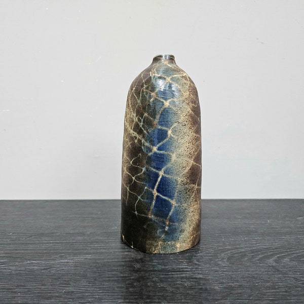Rügen Studio Keramik Vase von Rudi Kern mit Fischnetz Dekor